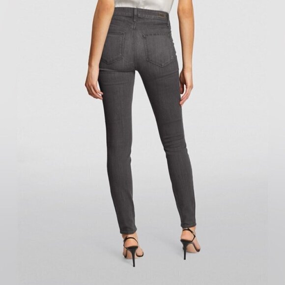 NWT PAIGE ultra high rise Hoxton Ankle Raw Hem Smokey Charcoal Black denim w 24 - Picture 3 of 10